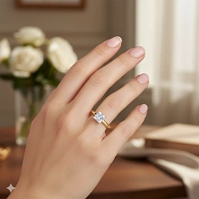 Классическое кольцо из желтого золота с бриллиантом