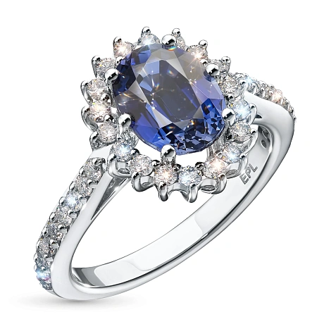 Кольцо из белого золота с сапфиром