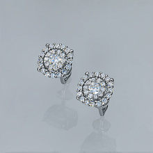 Пусеты из серебра c бриллиантами