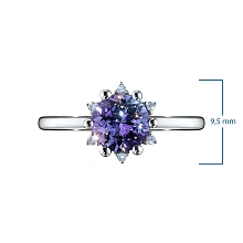 Кольцо из белого золота с танзанитом и бриллиантами