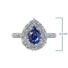 Кольцо из белого золота с сапфиром и бриллиантами