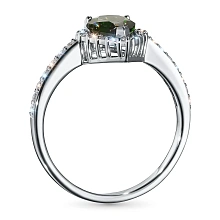 Кольцо из белого золота с хромдиопсидом и бриллиантами