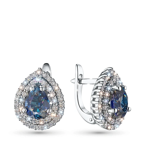 Серьги из белого золота с сапфирами