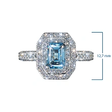 Кольцо из белого золота с топазом и бриллиантами