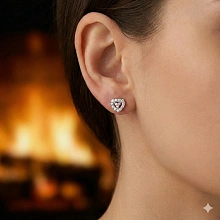 Пусеты из серебра c бриллиантами