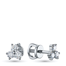 Пусеты из серебра c бриллиантами