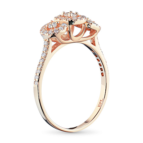 Классическое кольцо из красного золота с бриллиантами