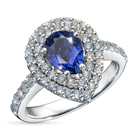 Кольцо из белого золота с сапфиром