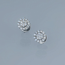 Пусеты из серебра c бриллиантами