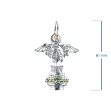 Серьги из серебра с, хризолитами, хромдиопсидами и цитринами c бриллиантами