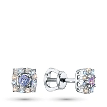 Пусеты из серебра с танзанитами и бриллиантами