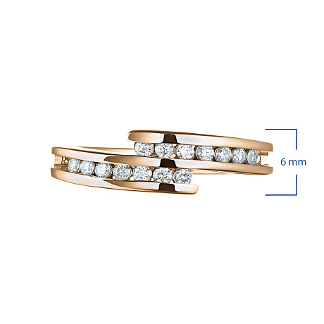 Классическое кольцо из красного золота с бриллиантами