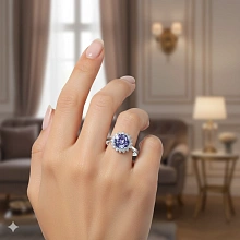 Кольцо из белого золота с танзанитом и бриллиантами