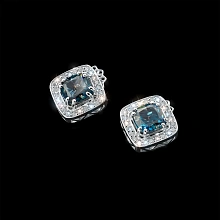 Пусеты из серебра с топазами и бриллиантами