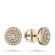 Пусеты из желтого золота c бриллиантами выращенными