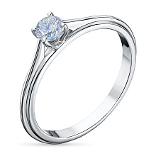 Классическое кольцо из белого золота с бриллиантом