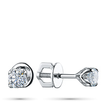 Пусеты из белого золота с бриллиантом