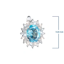 Серьги из белого золота с топазами и бриллиантами выращенными