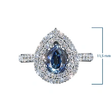 Кольцо из белого золота с сапфиром и бриллиантами