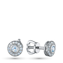 Пусеты из серебра c бриллиантами