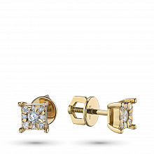 Пусеты из желтого золота с бриллиантами (изготовление)