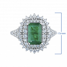 Кольцо из белого золота с бриллиантами и изумрудом (изготовление)