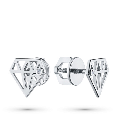 Пусеты из серебра с бриллиантами