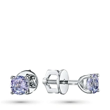 Пусеты из серебра с танзанитами