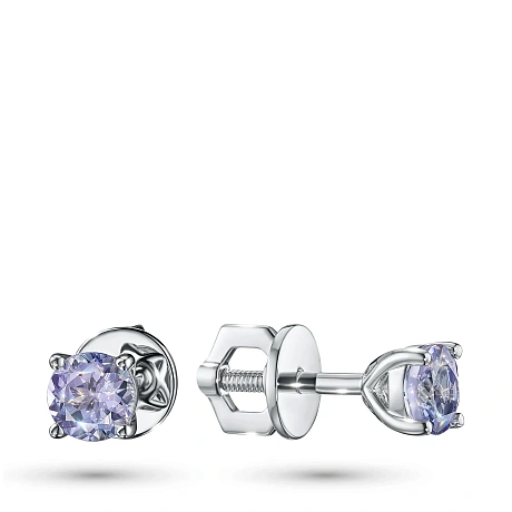 Пусеты из серебра с танзанитами