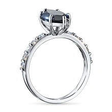 Кольцо из белого золота с и сапфиром и бриллиантами