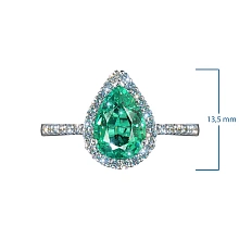 Кольцо из белого золота с изумрудом и бриллиантами