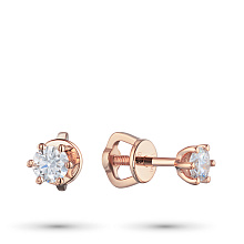 Пусеты из красного золота с бриллиантом