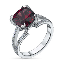 Кольцо из белого золота с бриллиантами и гранатом (изготовление)