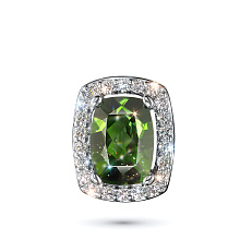 Подвеска из белого золота с хромдиопсидом и бриллиантами