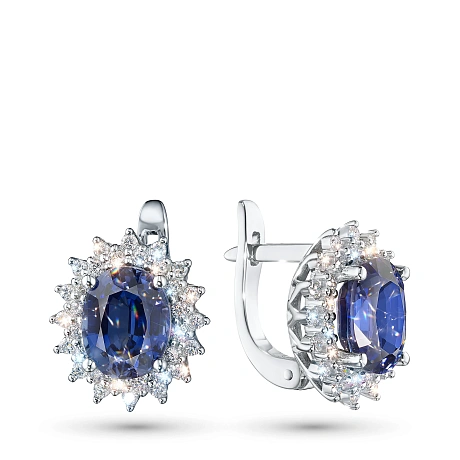 Серьги из белого золота с сапфирами