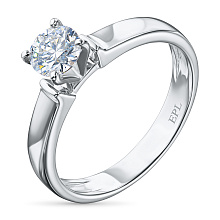 Классическое кольцо из белого золота с бриллиантом