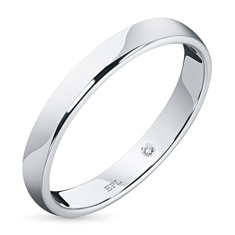 Обручальное кольцо из белого золота с бриллиантом