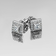 Пусеты из белого золота с бриллиантами (изготовление)