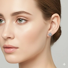 Пусеты из серебра с танзанитами