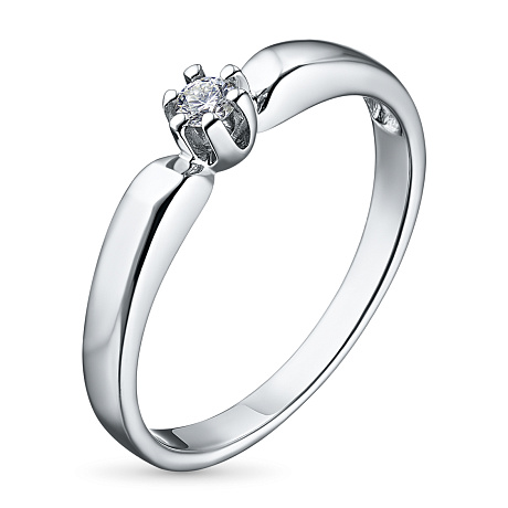 Классическое кольцо из серебра с бриллиантом