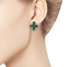 Серьги из белого золота с хромдиопсидами и бриллиантами (изготовление)