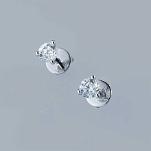 Пусеты из белого золота (изготовление) с бриллиантом