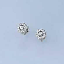 Пусеты из белого золота (изготовление) с бриллиантом