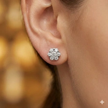 Пусеты из белого золота c бриллиантами