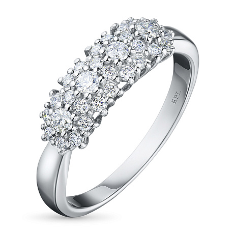 Классическое кольцо из белого золота с бриллиантами