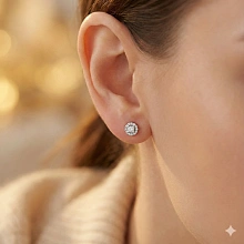 Пусеты из серебра c бриллиантами