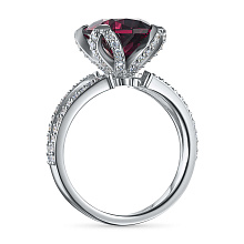 Кольцо из белого золота с бриллиантами и гранатом (изготовление)