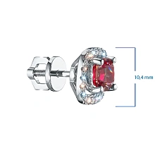 Пусеты из белого золота с рубинами и бриллиантами