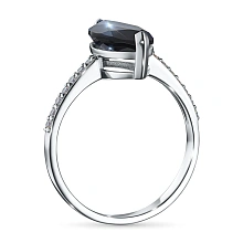 Кольцо из белого золота с и сапфиром и бриллиантами