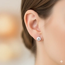 Пусеты из серебра с бриллиантом